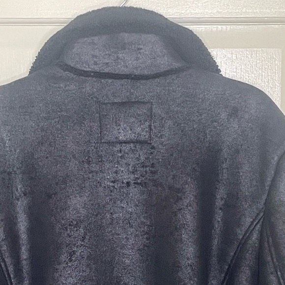 American Eagle Faux Suede Shearling Lined Distressed Moto Jacket,  Bl,  Sz XL - Picture 12 of 16